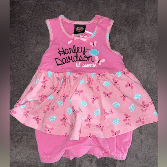 Harley-Davidson Other - Harley-Davidson Pink Infant Dress with Butterfly Design